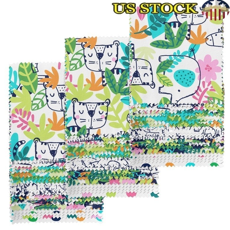 Cotton Safari Foliage Precut Fabric Squares 60 Pieces Quilting Crafts Home Decor