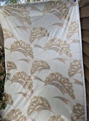 Vtg BTY Texoprint Netherlands Drapery Fabric Floral Satin Finish W/Gold Art Deco