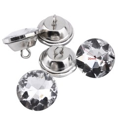 Diamante Silver Rhinestone Crystal Round Buttons Sewing Craft (20mm) CHU