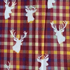 1.2 YD Deer Plaid Fabric Maroon Cotton Print