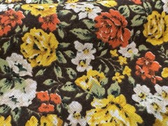 BROWN YELLOW ORANGE Green 1940s FLORAL 100% COTTON FABRIC Feedsack Feel 1 yd
