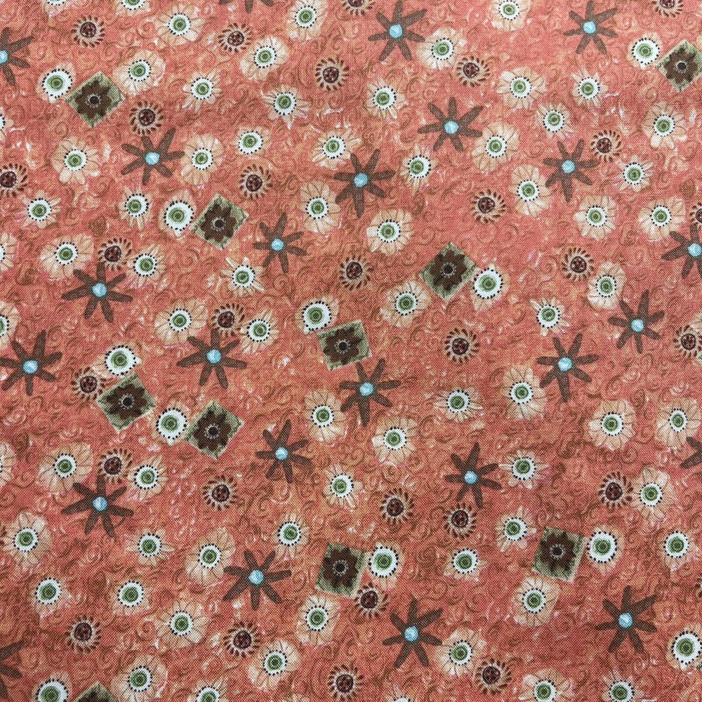 Scattered Coral Flower 100% Cotton Fabric BTHY – by the half yard FREE USA SHIP