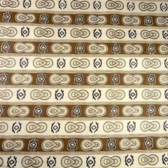 Vintage Polished Cotton, Egyptian Design Metallic Gold Brown Ivory Per 1/2 Yd