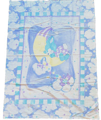 VTG ‘90’s Sleeping Moon & Bunnies Pastel Crib Quilt Wall Hanging Panel 44″x33″