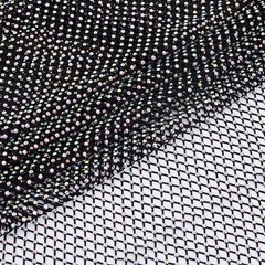 SUPERFINDINGS Rhinestones Mesh Fabric Crystal Bling Shiny 1.5×0.3m, Black