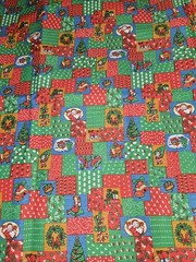 VTG 80s Patchwork Style Christmas Polyblend Lightweight Fabric 4.5 Yards X 45″