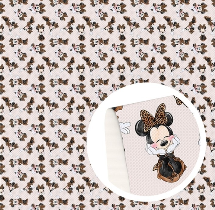 Minnie leopard FAUX LEATHER SHEET 8 X 12″ 1218730 animal print SMOOTH