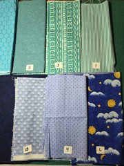 FQs 1/4 Yds Scraps Blue Aqua Turquoise Stripe dot Calico cotton quilting Fabric