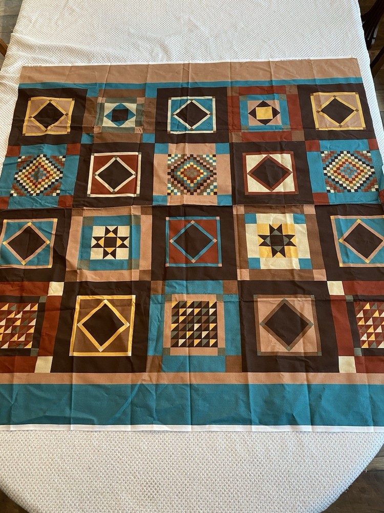 43”x43” Cotton w/20 Quilt Squares Tex-Mex Colors Joan Kessler Concord Fabrics