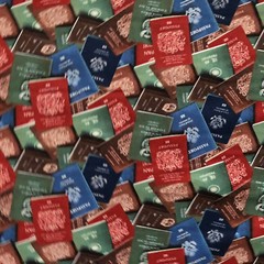 POST CARDS POST MARKS TRAVEL BLUE COLORS COTTON FABRIC FQ