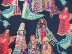 Christmas ROYALITY PEOPLE Gold VTG. Hancock Minnesota Fabric RARE SBTY X
