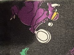 Vintage Calhoun Dinosaur Sports Fabric 38×40 Black Purple Green 90s Novelty