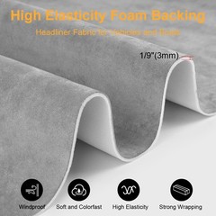 Automotive Suede Headliner Fabric 96″ L × 60″ W for Car Truck SUV RV Upholstery