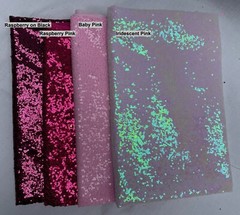 3mm Sequin Fabric Material Sparkling Sequins 120cm Wide Iridescent Pink & White