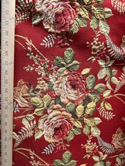 RED Multicolor Floral Upholstery Drapery Brocade Fabric (54 in.) Sold BTY