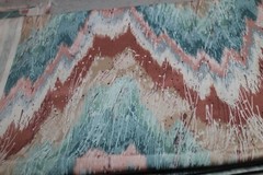 Stanley King Studio Turquoise Coral Dupont Teflon Paint Splatter Fabric Vintage