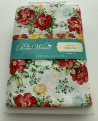 NEW Pioneer Woman Fabric 1 Yard Cut Vintage Floral White 100% Cotton Red Flowers