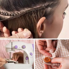 Lusecarl Needle and Thread for Hair 10 Needle+3 Thread, Black, Blond, Brown