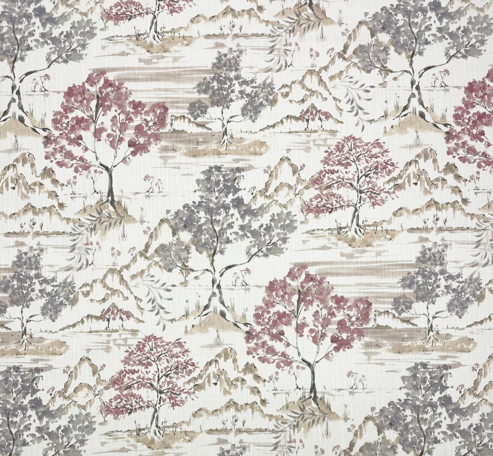 COVINGTON HIKARU DUSTY ROSE PINK ASIAN TREE TOILE MULTIUSE FABRIC BY YARD 54″W