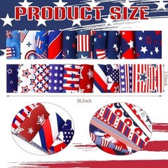 Hosuly 40 Pcs Patriotic Fabric Red White and Blue Jelly Fabric 4th of July Am…