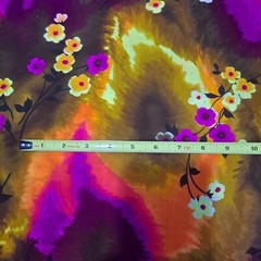 Vintage Honolulu Mia Designs Cotton Blend Fabric 1 Yd X 44″ Flames Floral Tiki