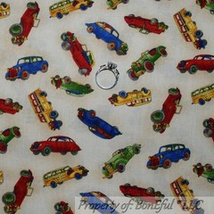 BonEful Fabric FQ Cotton Quilt Calico Old Antique Classic Red Hot Rod CAR Retro