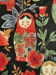 MATRYOSHKA DOLLS fabric Alexander Henry Vintage OOP Black Red Nesting 39×43 RARE