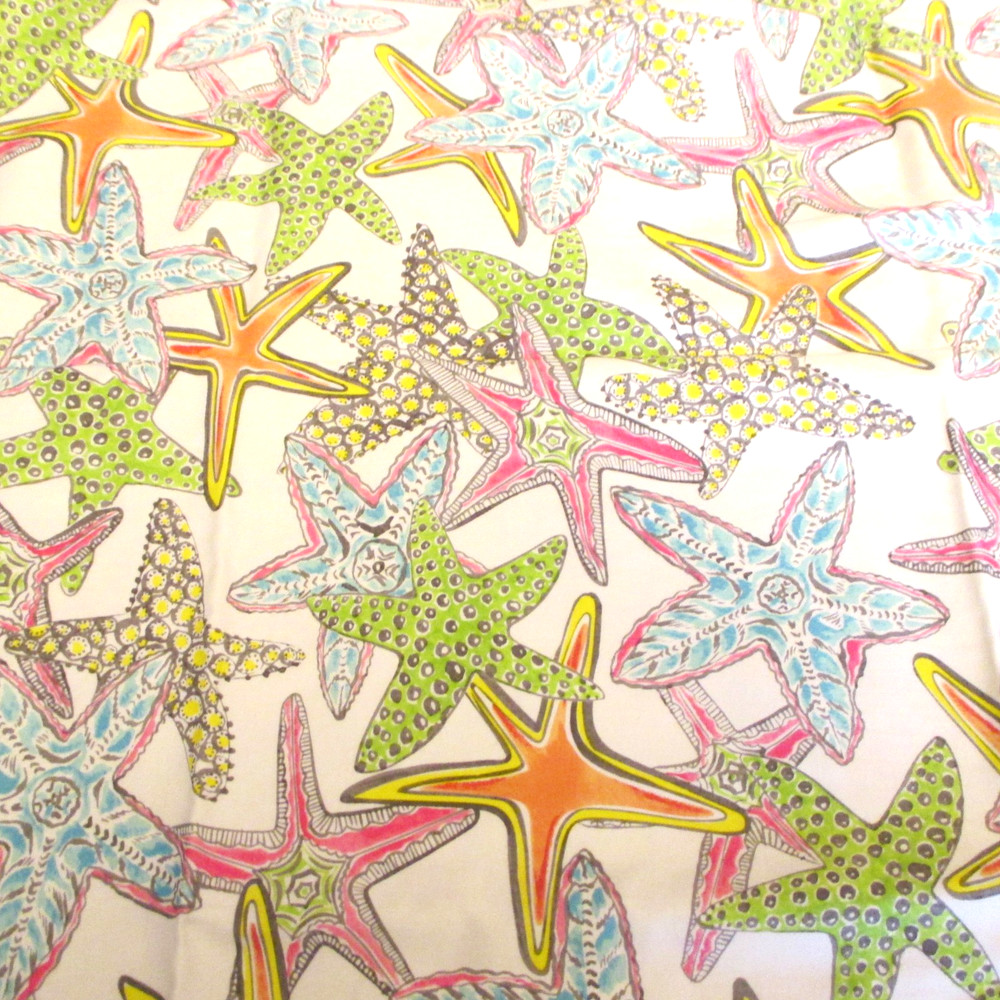 Cotton Fabric Joanns Multicolored Starfish On White 22″ x 48″ Craft Quilt