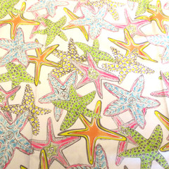 Cotton Fabric Joanns Multicolored Starfish On White 22″ x 48″ Craft Quilt