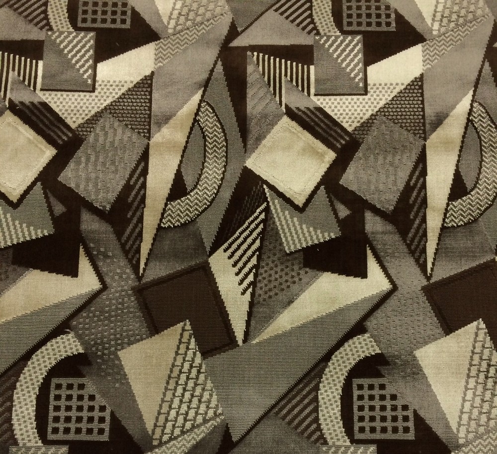 LARSEN TOSHIBI TAUPE BEIGE GEOMETRIC VELVET UPHOLSTERY FABRIC BY THE YARD 51″W