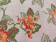 Vintage Flour Feed Sack Fabric Cream w Orange & Green Flowers Nosegays 32×42″