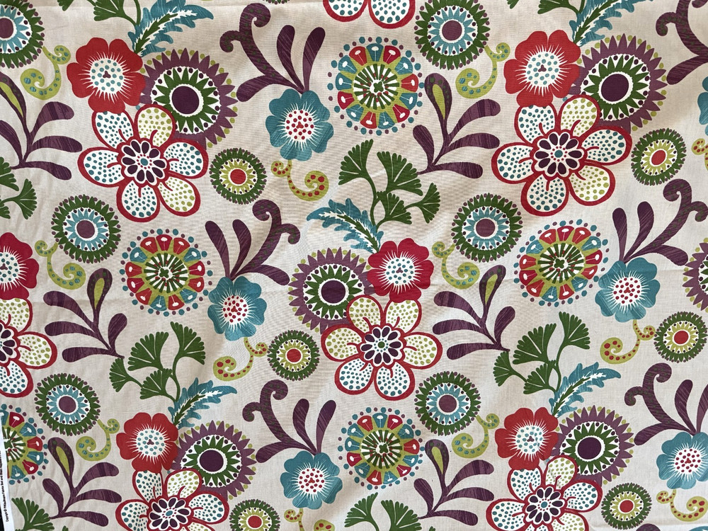 P Kaufmann Fabric Tempo Rock n Roll Suzani Pattern 10.5 Yards Soil Stain Resist