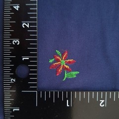 VTG Embroidered Mini Flowers On Dark Blue Cotton Blend Fabric 39″ L x 44″ W