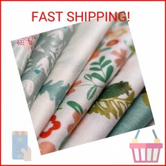 Qililandiy 7 Pcs Green Floral Fat Quarters Fabric Bundles Quilting Fabric Bundle