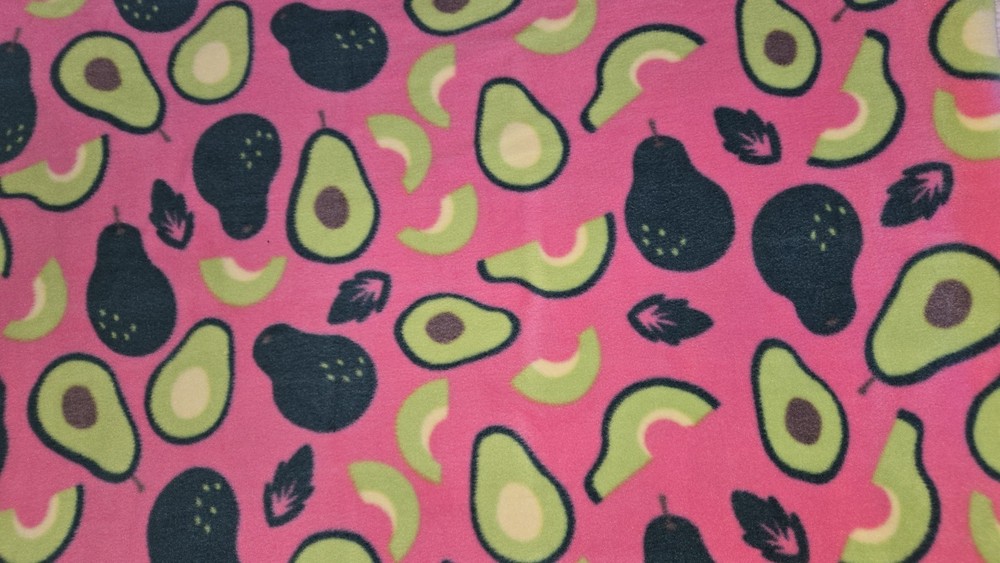 Anti Pill Plush Fleece Avocado on Pink By The Yard