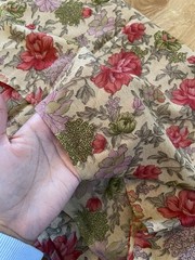 Floral Print Beige Fabric 2.5yd Crafts DIY Sewing Projects Fashion Clothes Decor