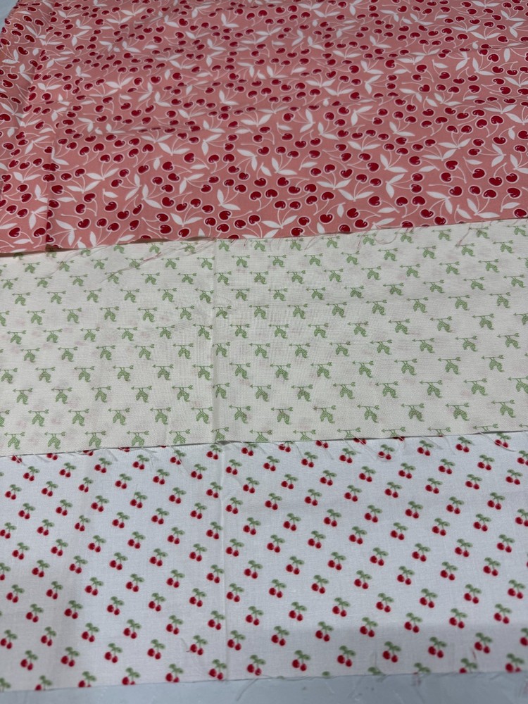 3 Long Pieces Fabric In The Beginning 2020 Cherry Patterns and Rooster