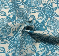 RICHLOOM FERNDALE TURQUOISE BLUE WHITE FLORAL LEAF MULTIUSE FABRIC BY YARD 54″W