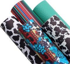 Cow Pattern Faux Leather Sheets Pattern Synthetic Leather Fabric Canvas Back 5 P