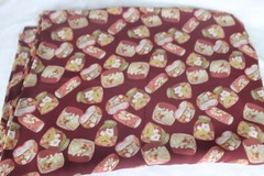 EMDAY FABRIC PRINT 1993 Burgundy Red Floral Rayon Polyester Panel Mason Jar AOP