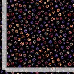 Cotton Calico Cat Floral Paw Prints Cat Paws Blooms Fabric Print by Yard D381.68