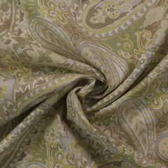 P KAUFMANN BREEZE GREEN TEA PAISLEY FLORAL BASKETWEAVE FABRIC BY YARD 54″W