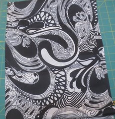 42″ x42 Vintage 1971 Klopman Mills Synthetic/Cotton Blend Mod Black Swirl fabric
