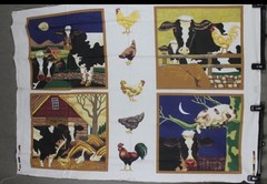 Farm Animal Barnyard Cow Chicken Cat Fabric Panel Quilting Crafts 47″ x 34″