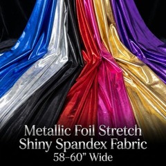 Metallic Foil Spandex Fabric Polyester Blend 58 Inch Width Shiny Finish