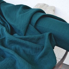 Organic Cotton Fabric By The Yard Peacock Blue Soft Hand Dyed Sewing Material