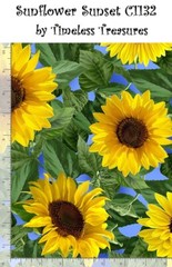Sunflower Sunset Cotton Quilt fabric by Timeless BTY C1133 Small Leafy Flowers