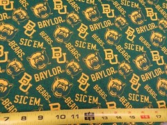 BAYLOR UNIVERSITY “BEARS” SPORT DESIGN BRAND NEW 1/2 YARD PIECE 100% COTTON