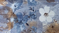 Cotton Twill Spandex Blue Brown Flower Print Fabric By Yard European Made