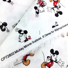 Disney Fabric White Mickey Minnie Scattered Allover Springs Creative – 2.5 Yards